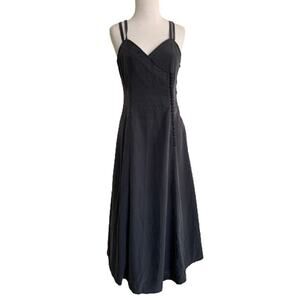 Gianni Rodini Maxi Dress Black Sweetheart Double Strap Lagenlook 2 Dark Academia